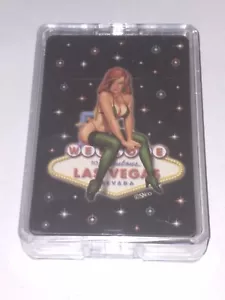 Las Vegas Pin Up Red Head Show Girl in Green Playing Cards NIP in Plastic Case - Picture 1 of 3
