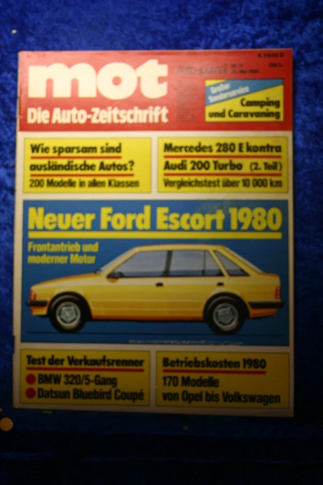 MOT 11/80 Ford Escort BMW 320 Datsun Bluebird Coupé Mercedes 280E Audi 200 Turbo - Immagine 1 di 1