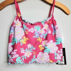 NWT ART CLASS Girls Swim Top tankini XL -  14/16 Sleeveless Floral Pink Lettuce - Picture 1 of 4