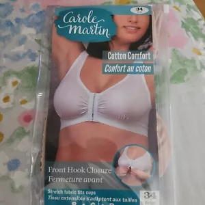 CAROLE MARTIN COTTON COMFORT Front Close Beige Bra Size 34B Style #69097-01 - Picture 1 of 2