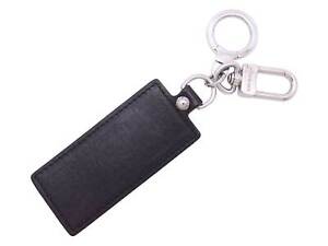 Auth LOUIS VUITTON Porte Cles Fortune Key Ring Bag Charm Black Leather - e51188a