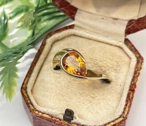 Second Hand (2006) 9ct Gold Citrine Cross Over Design Ring - Picture 1 of 7