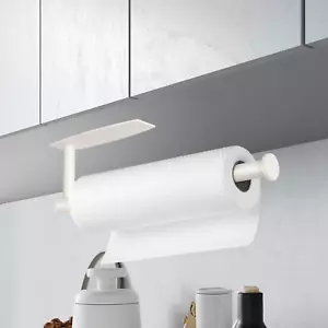 Paper Towel Holder Roll Rack Under Cabinet Kitchen Wall Mount Self Adhesive - Picture 1 of 9