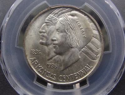 1937 "D" Commemorative *ARKANSAS* Silver Half Dollar 50c PCGS MS66 #018 ECC&C - Image 1 of 4