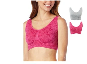 Paquete de 2 sujetadores Rhonda Shear sin costuras Jacquard Ahh con almohadillas extraíbles mediano NUEVO - Imagen 1 de 1