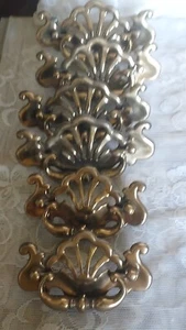 Vintage Set of 6 2 sized Brass Cont B 1992 Dresser Drawer Pulls Complete set - Picture 1 of 3