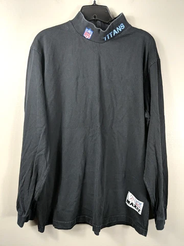 Vintage Maxit NFL Long Sleeve Shirt Men's L Black Tennessee Titans, Turtle Neck Cover