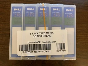 DELL 02W521 100/200GB LTO1 ULTRIUM DATA CARTRIDGE 5-PACK - Picture 1 of 2