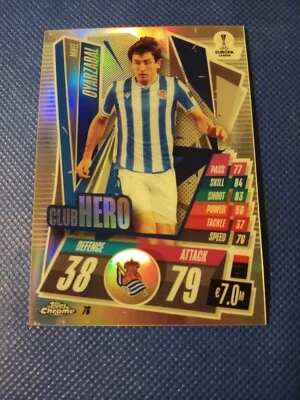 2020-21 MIKEL OYARZABAL TOPPS CHROME MATCH ATTAX REFRACTOR SOCCER CARD #76 - Image 1 of 2