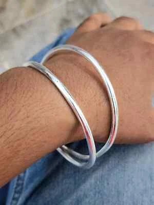 Set Of 2 Bangle Solid 925 Sterling Silver Handmade Women Lovely Bangle, M1430 - Image 1 of 4