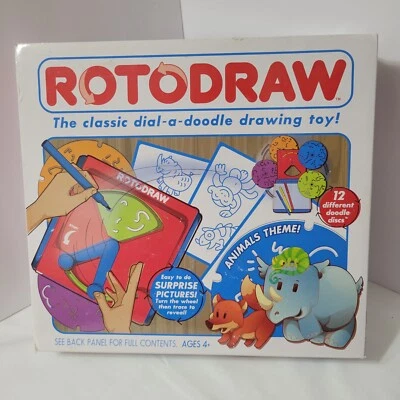NEW SEALED Rotodraw Dial a Doodle Drawing Toy Animal Theme 12 Disc Set - Image 1 of 4