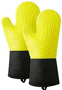 Silicone Oven Mitts Extra Long Flexible Oven Gloves with Quilted Liner - Picture 1 of 7