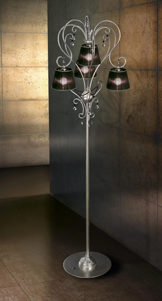Lampada da terra piantana classica cristallo argento nero  BELLvenezia 1801/P4L - Immagine 1 di 1