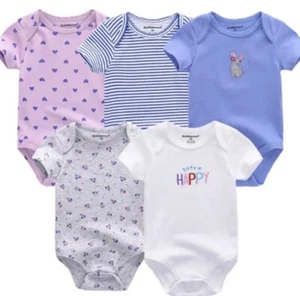 5 PCS Short Sleeve Newborn Baby Girl Romper Cloth - Picture 1 of 4
