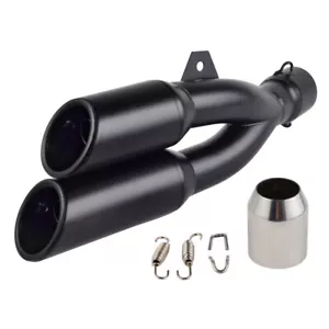 51mm Universal Motorcycle Dual Black GP Exhaust Muffler Slip On Pipe DB Killer - Picture 1 of 7
