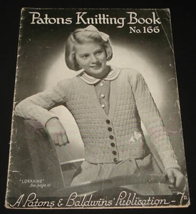 VINTAGE 1950s PATONS #166 KNITTING PATTERN BOOK GIRLS CARDIGANS JUMPERS etc retr - Picture 1 of 3