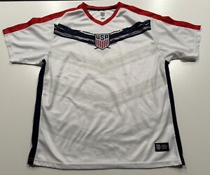 USA Soccer Shirt Mens XL White Red V Neck Short Sleeve USMNT Futbol Jersey