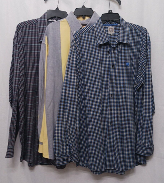 Hutspah Men's Shirt Striped Button Down Vintage Yellow / Gray