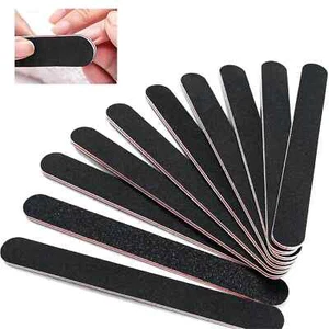 10 PCS Professionelle Double Sided 100/180 Grit Nail Files Emery Board Black - Picture 1 of 6