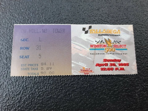 Nascar 1995 Talladega Speedway Winston Select 500 Ticket Stub Mark Martin Win Cover