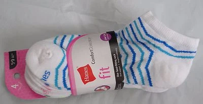 Hanes Fit Comfort Collection Corte Bajo Blanco Rayas 4 Pares Calcetines,Zapato Mujer 5-9  Foto 1 de 2