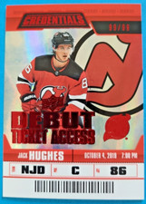 2019-20 Jack Hughes Upper Deck Credentials Debut Ticket Access Rookie RC 99/99