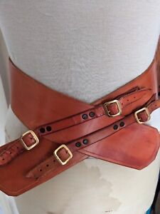 Women's Leather Double Strap Buckle Unique Designer Wide Belt