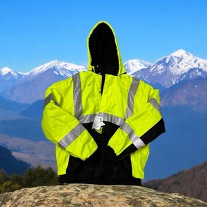 Reflective Apparel Coat With Hood, Men’s Large, ANSI/SEA 107, Type R, Class 3 - Picture 1 of 10