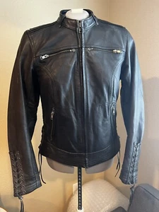 Genuine Harley Davidson Leather Jacket L Riding Gear STUNNING Lace Up & Armour - Picture 1 of 22