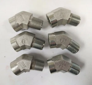 3/8" MNPT TO 3/8" FNPT 45° ELBOW FITTINGS (LOT OF 6) 5503-06-06 - Picture 1 of 3
