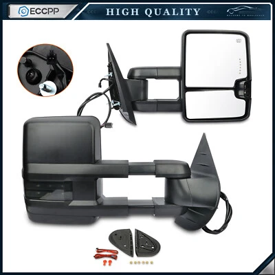 Pair Tow Mirrors For 07-13 Chevy Silverado Sierra 1500 Power Heated Turn Signal — 第 1/4 张图片