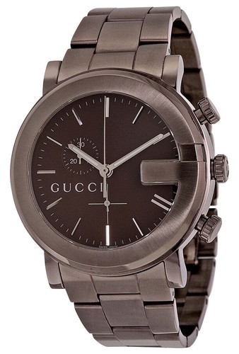 Orologio Uomo Gucci G Chrono Cronografo Marrone PVD Acciaio Quadrante Marrone Quarzo YA101341