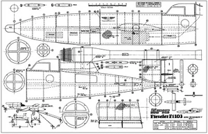 Kriz Fieseler Fi 103 r/c Maßstab Pulsstrahl angetrieben 2-Blatt-Plan - Bild 1 von 2