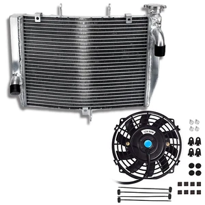 Aluminum Motorcycle Radiator + FAN For 2007 2008 Kawasaki Ninja ZX-6R ZX6R 07 08 - Bild 1 von 9