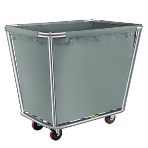 VEVOR Laundry Basket Steel Canvas Basket Truck 10 Bushel Hand Truck Cart