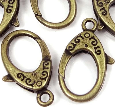 4 X- Large Antique Bronze Pewter Lobster Claw Clasps 31x18mm - Image 1 of 3