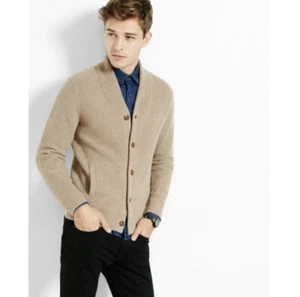Express Wool Blend Solid Shawl Collar Cardigan Size M Brown - Picture 1 of 7