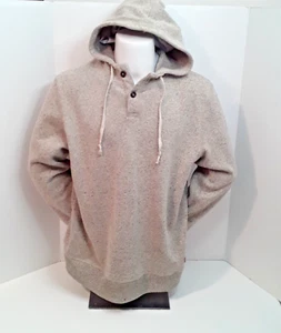 G.H. BASS Co Gray Tan 1/4 Button Fleece Lined Pullover Hoodie Knit Pullover XL - Picture 1 of 15