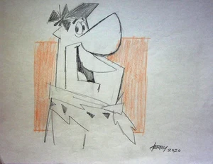 Arte a lápiz de animación de personajes experimentales dibujados a mano firmado por Jerry Eisenburg #LF - Imagen 1 de 2