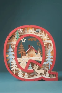 New Anthropologie Wonderland Scene Wooden Light-Up Monogram Decoration Letter Q - Picture 1 of 10