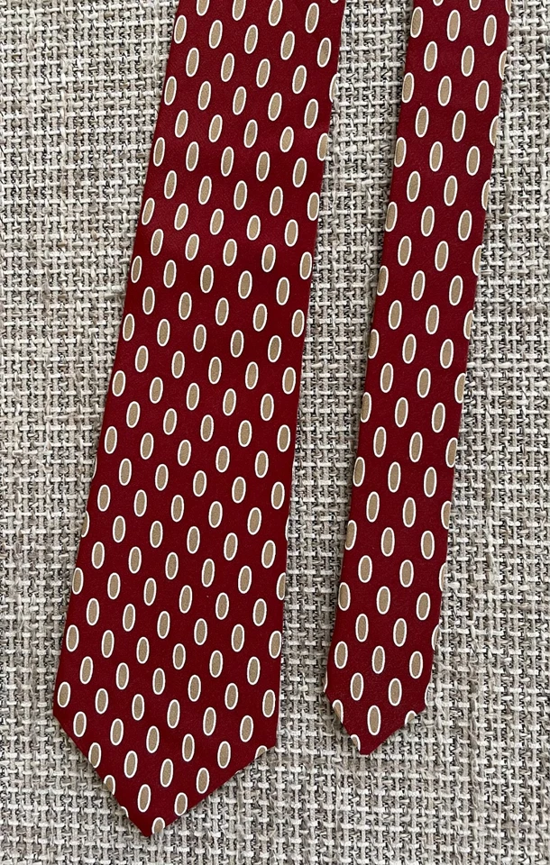 Auténtica corbata de seda vintage de lujo LANVIN roja marrón a lunares Francia Foto 1 de 4