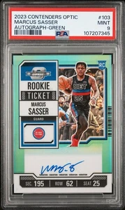 Biglietto Contenders Optic Marcus Sasser Rookie 2023-24 Auto RC Verde VAR #/75 - Foto 1 di 2