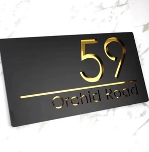 CUSTOM ACRYLIC OUTSIDE HOUSE NUMBER STREET ADDRESS SIGN DOOR WALL PLAQUE - Picture 1 of 1