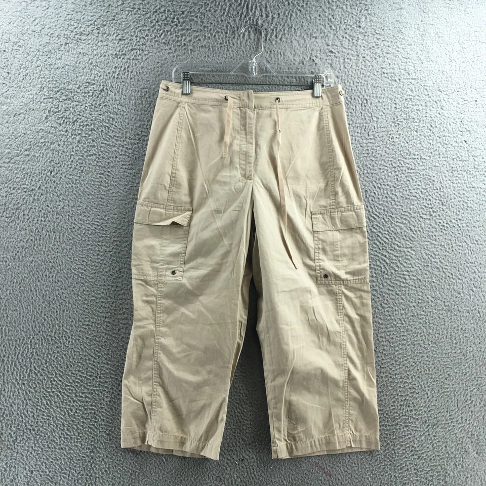 Pantalones cargo Izod para mujer 10 (actual 32X20) beige tiro alto capri corte recto nuevos Foto 1 de 4
