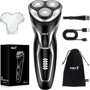 Maquinilla de afeitar eléctrica para hombre, afeitadora giratoria 4D para hombre, recargable húmeda y seca... - Imagen 1 de 8
