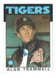 Signierte Alan Trammell 1986 Topps Detroit Tigers Karte #130 mit Echtheitszertifikat - Bild 1 von 1