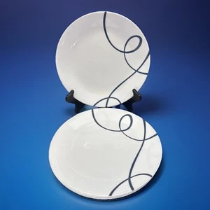 Corelle LIA Blue Swirl Salad Plates 8.5” Navy Lines Lot Of 4 - Picture 1 of 7