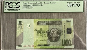 2005 (2012)- Congo Democratic Republic- 1000 Francs- Pick 101a- PCGS- 68PPQ - Picture 1 of 2