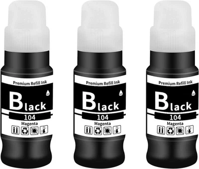YOWELL 3x 104 Inchiostro compatibile per Epson 104 Nero per EcoTank ET-2820 ET-2710...