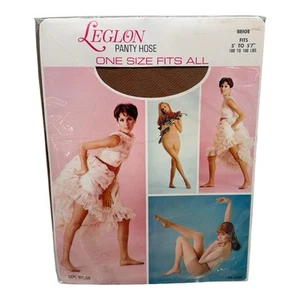 Vintage Leglon Pantyhose One Size Beige Fits 100-160lbs - Picture 1 of 2